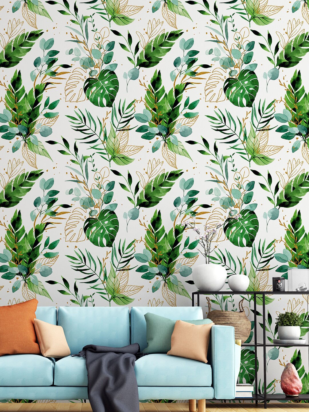 

PAPER PLANE DESIGN Green & White Tropical Printed Waterproof Vinyl Wallpaper