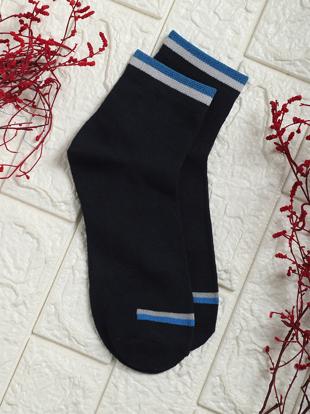 

Cantabil Men Pack Of 5 Cotton Ankle Length Socks, Navy blue