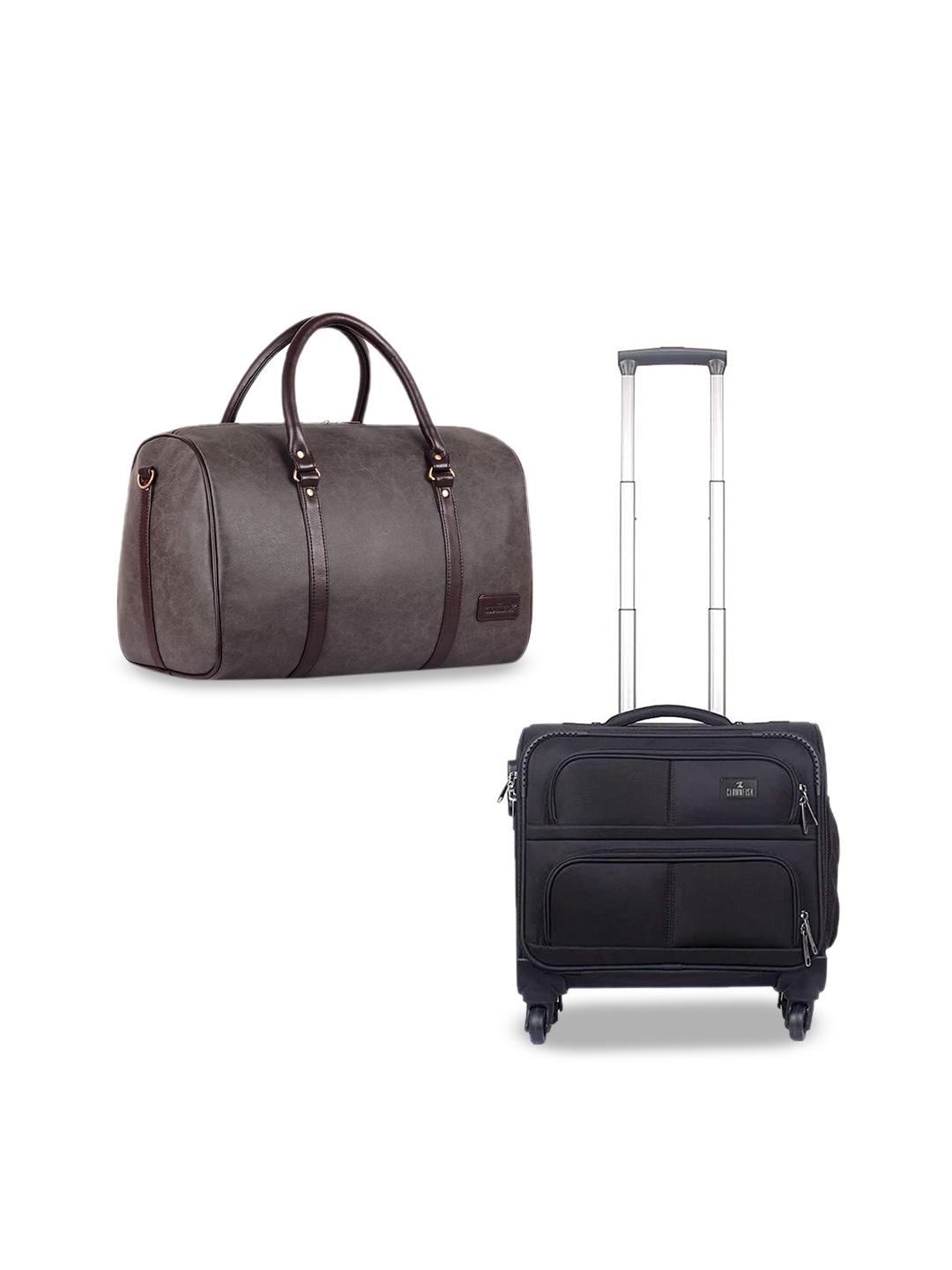 

THE CLOWNFISH Soft-Case Cabin Trolley Bag & Duffle Bag, Black