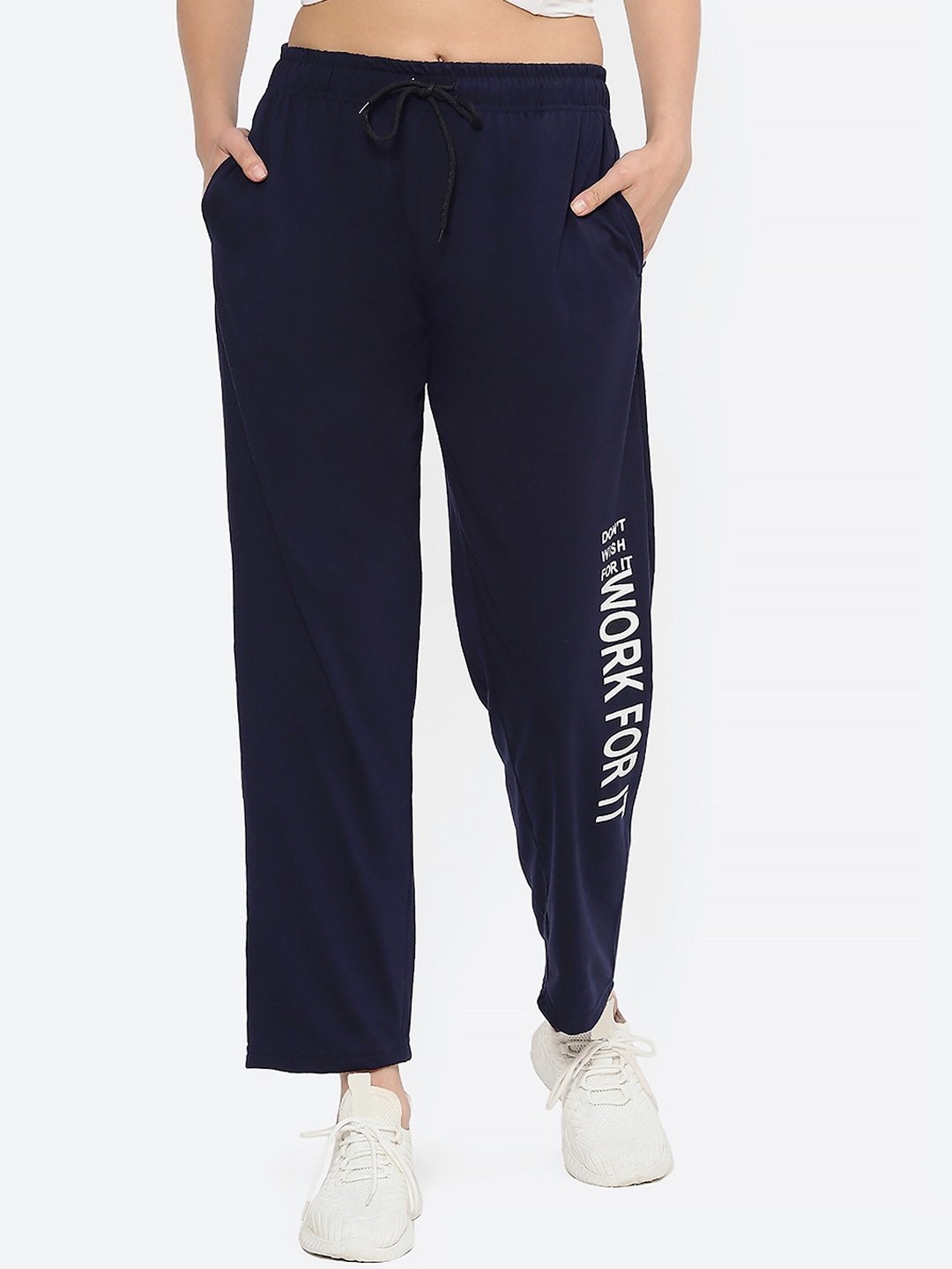 

Fashionable Women Regular Fit Cotton Track Pants, Navy blue