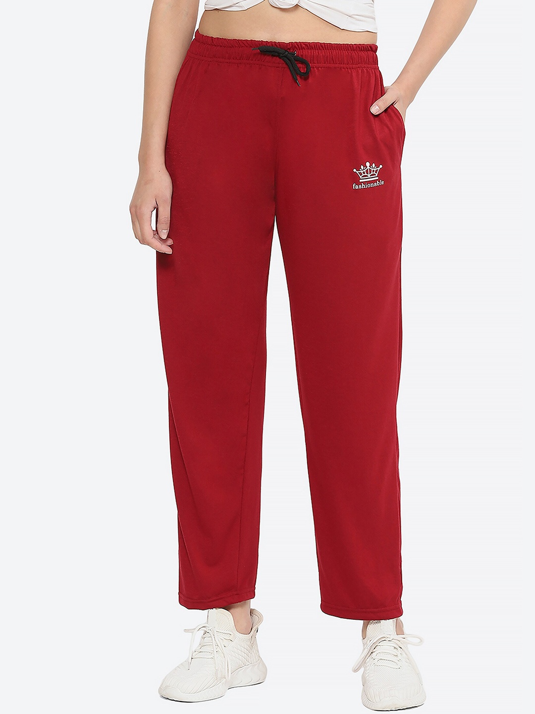 

Fashionable Women Regular Fit Cotton Track Pants, Maroon