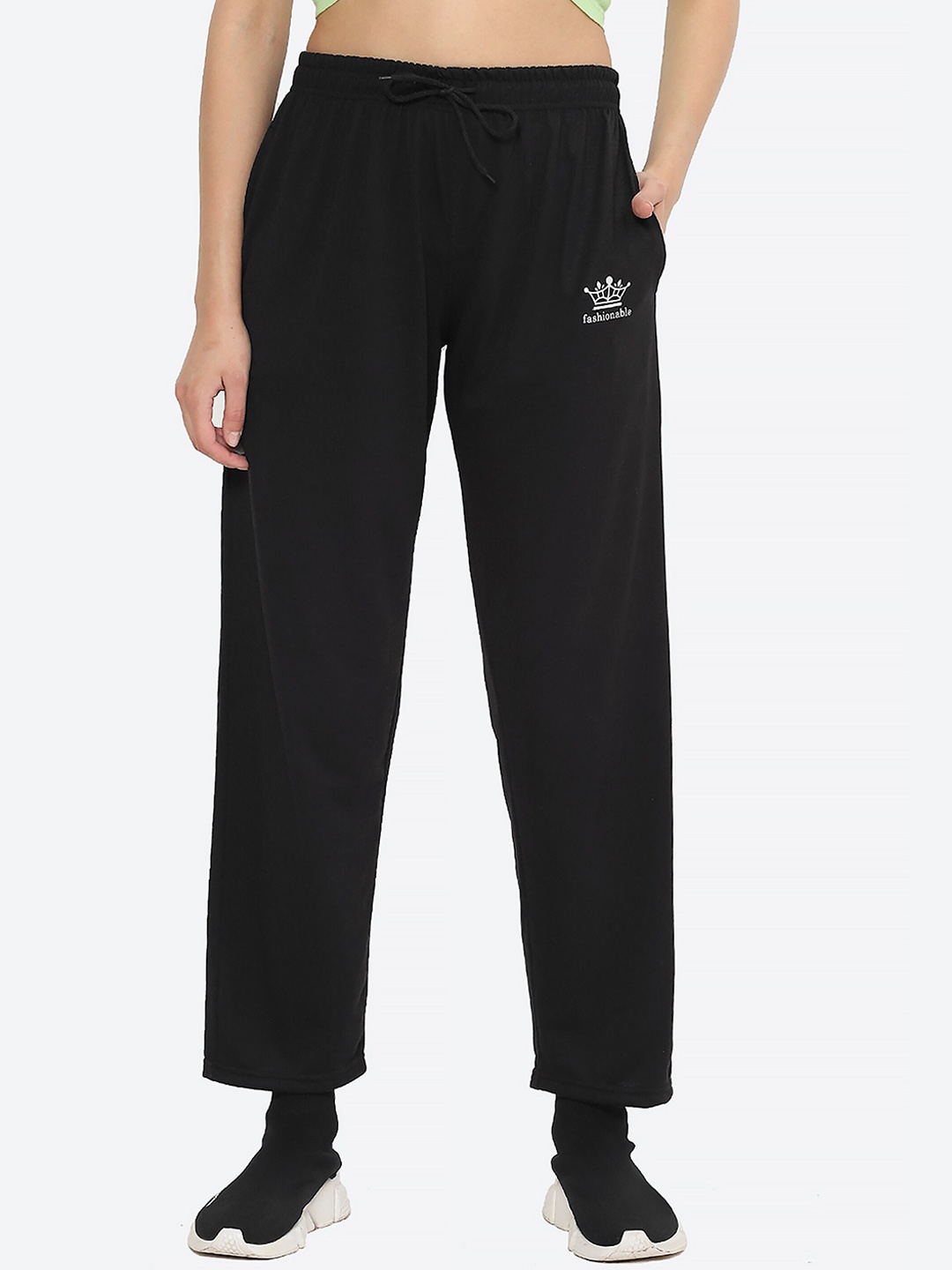 

Fashionable Women Regular Fit Cotton Track Pants, Black