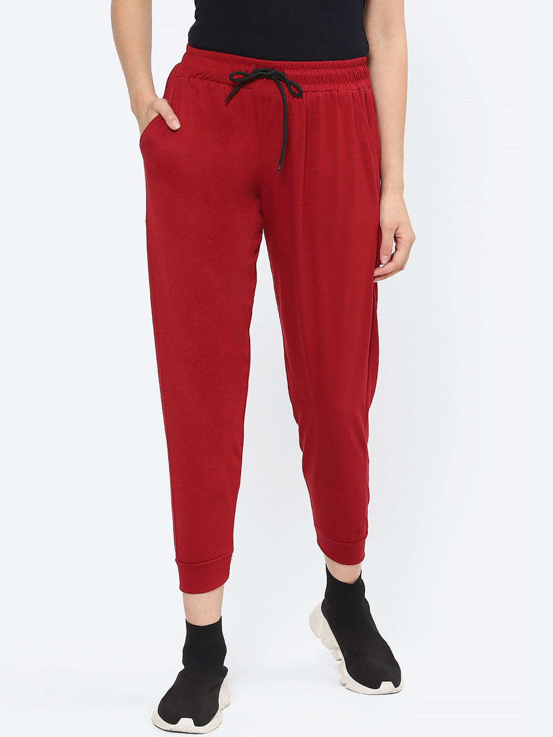 

Fashionable Women Regular Fit Cotton Joggers, Maroon