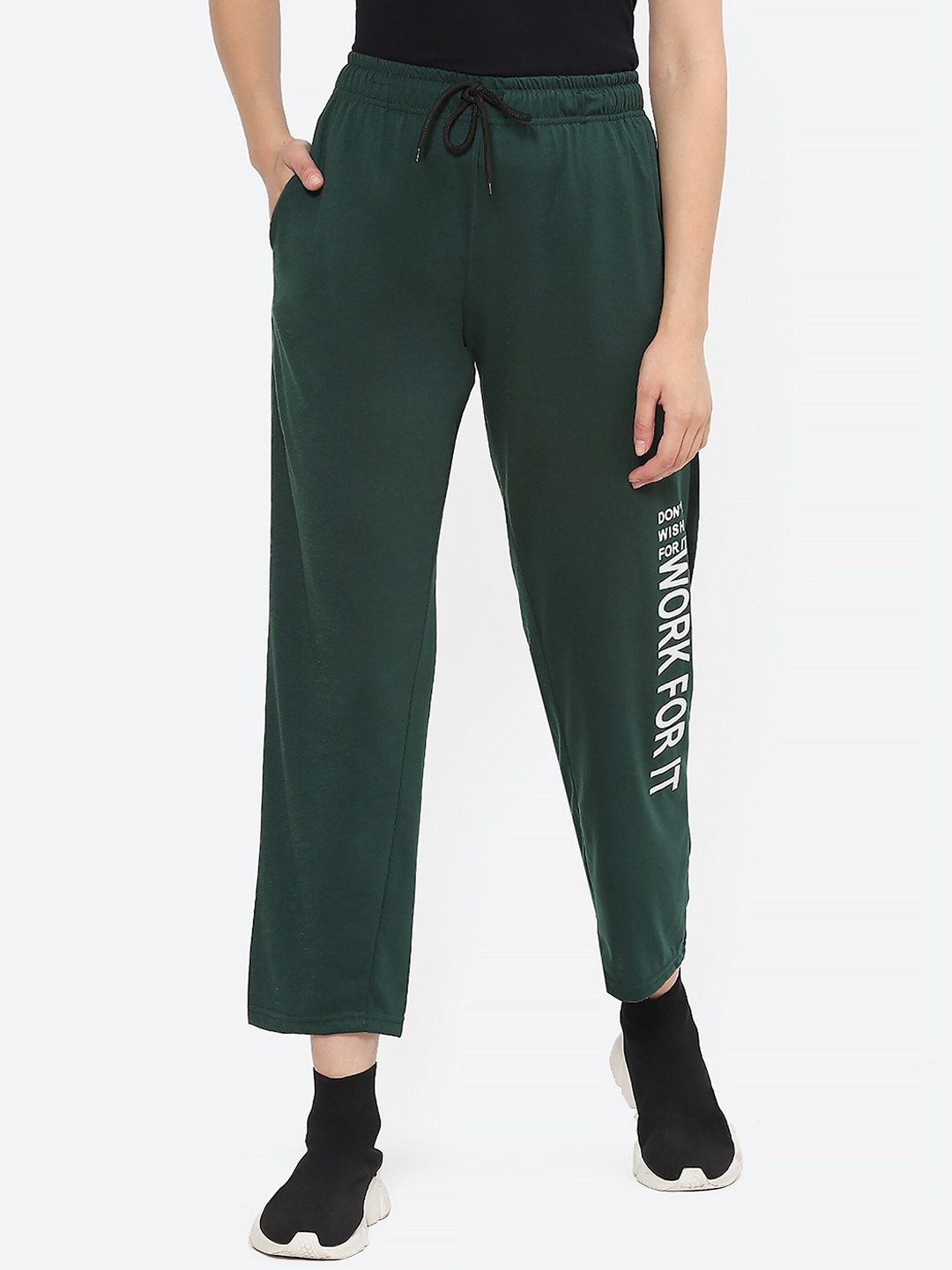 

Fashionable Women Regular Fit Cotton Track Pants, Green