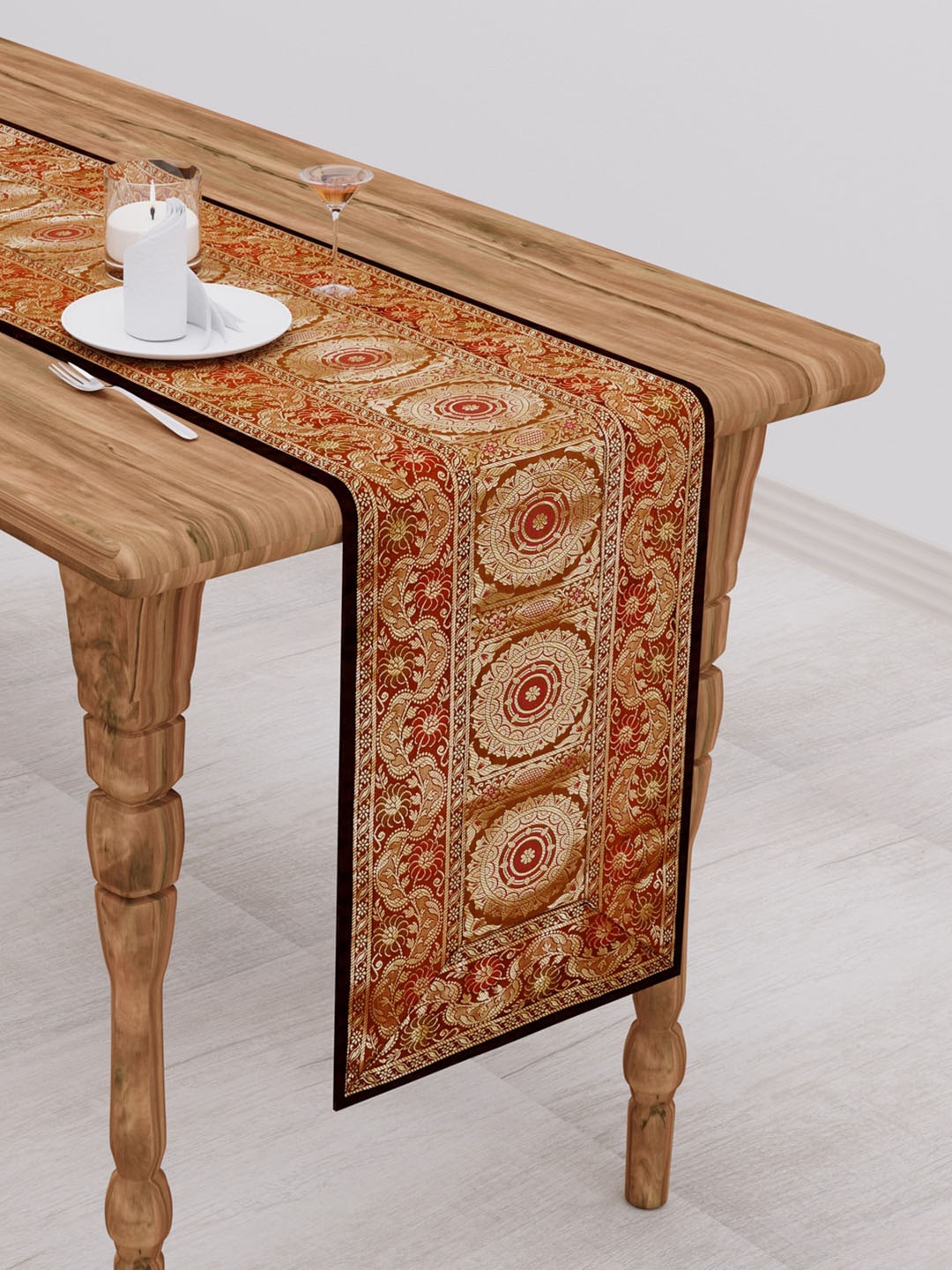 

Gulaab Jaipur Brown & Red Ethnic Motif Printed Table Runner
