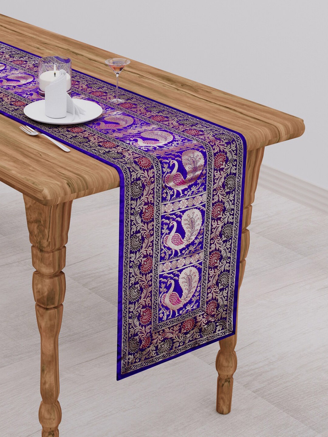 

Gulaab Jaipur Purple & Gold Toned Ethnic Motifs Table Runners