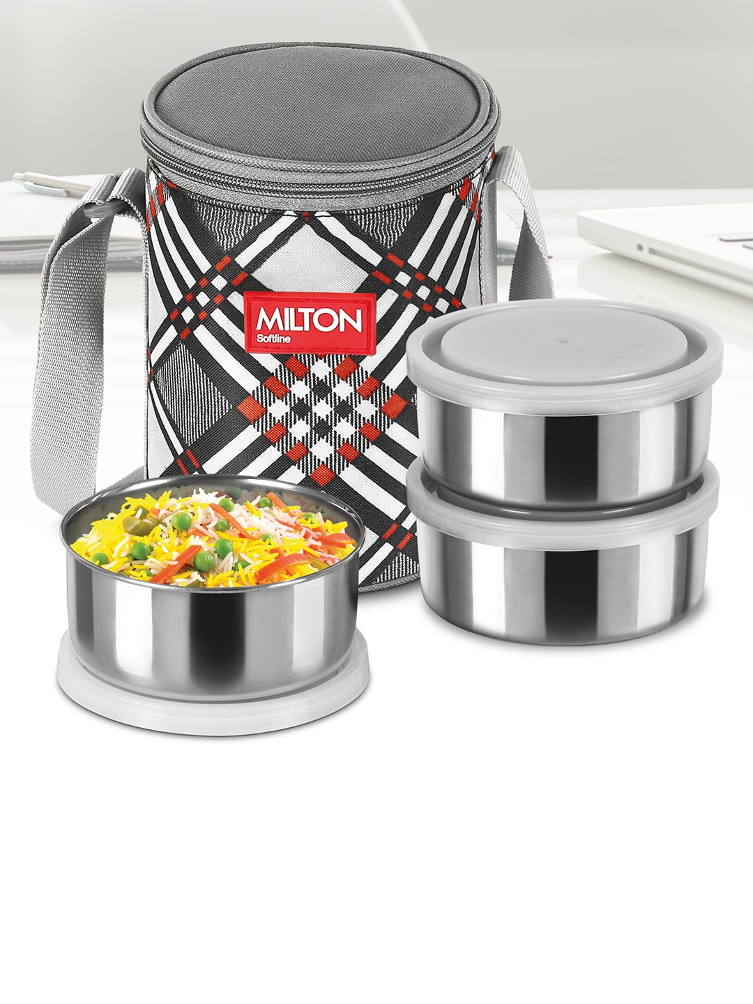 

Milton Steel Treat 3 Grey Stainless Steel Containers 280 ml Each With Jacket