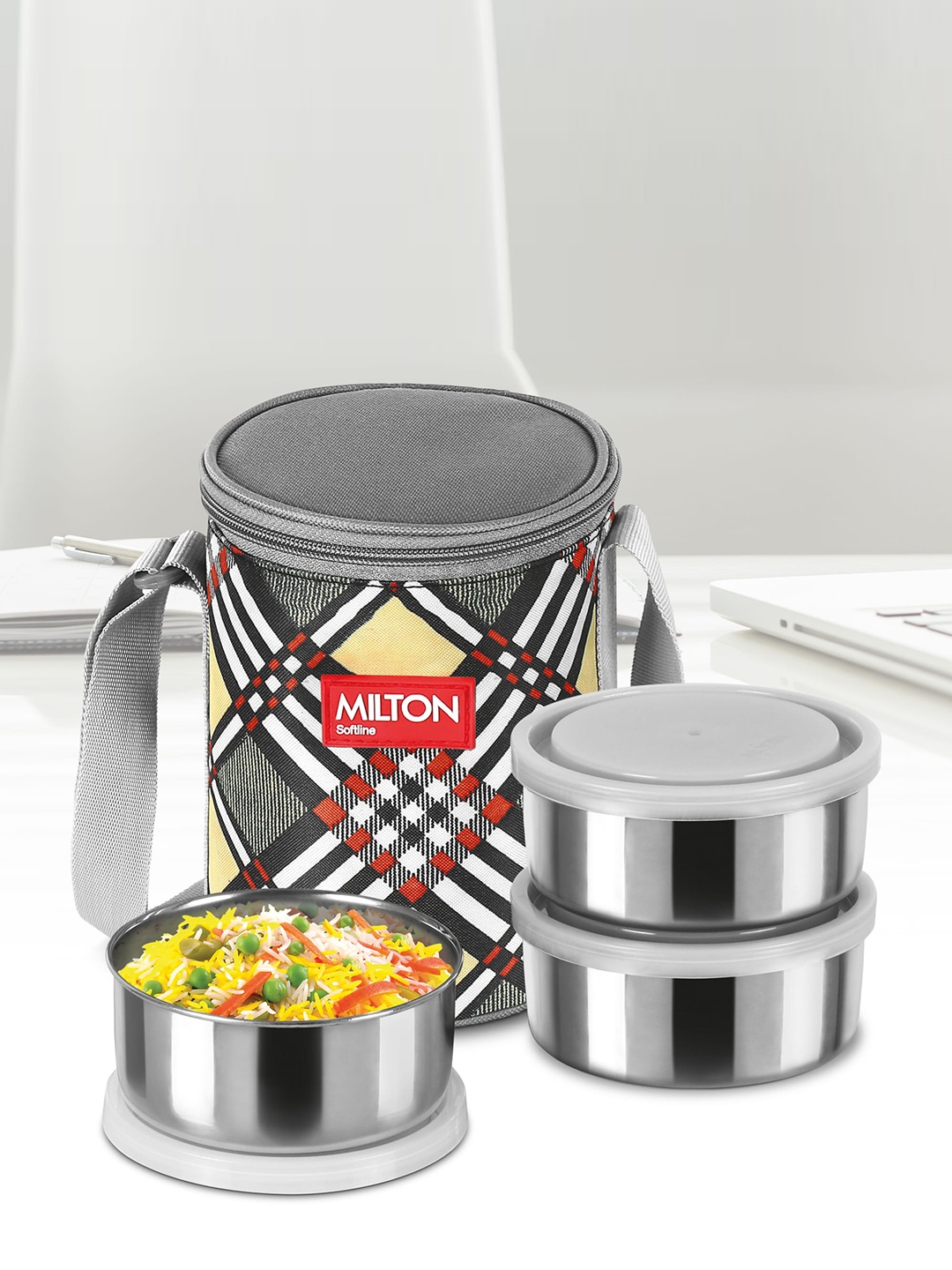 

Milton Steel Treat 3 Yellow Stainless Steel Containers 280 ml Each With Jacket
