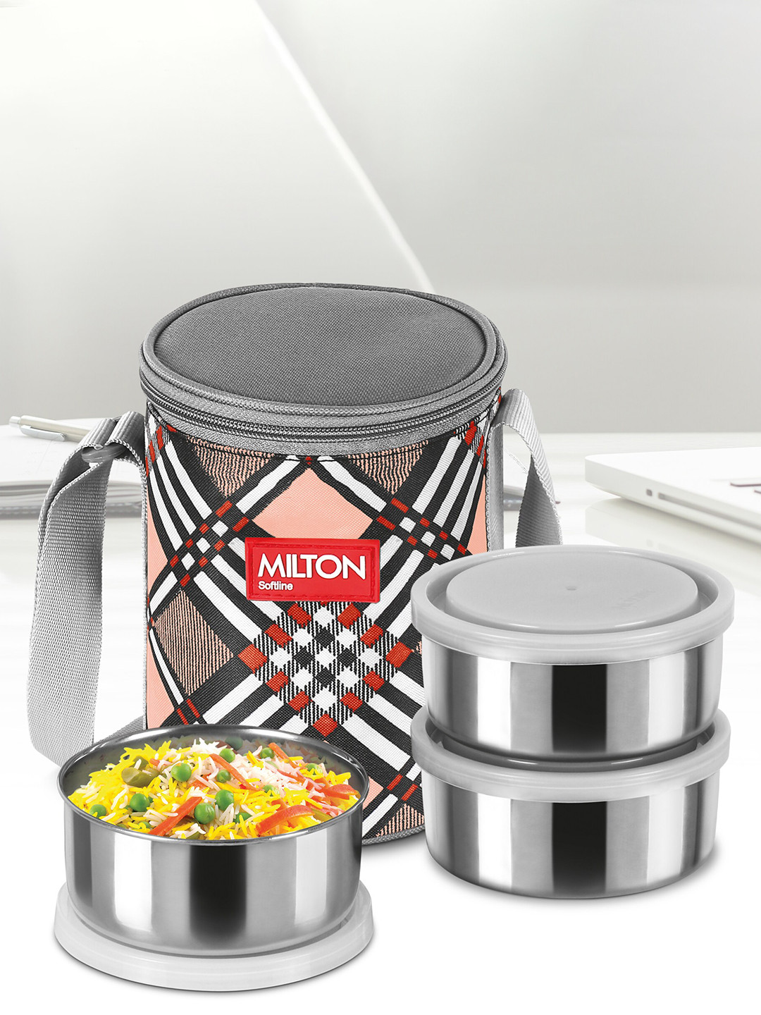 

Milton Steel Treat 3 Pieces Orange Stainless Steel Containers 280 ml Each With Jacket
