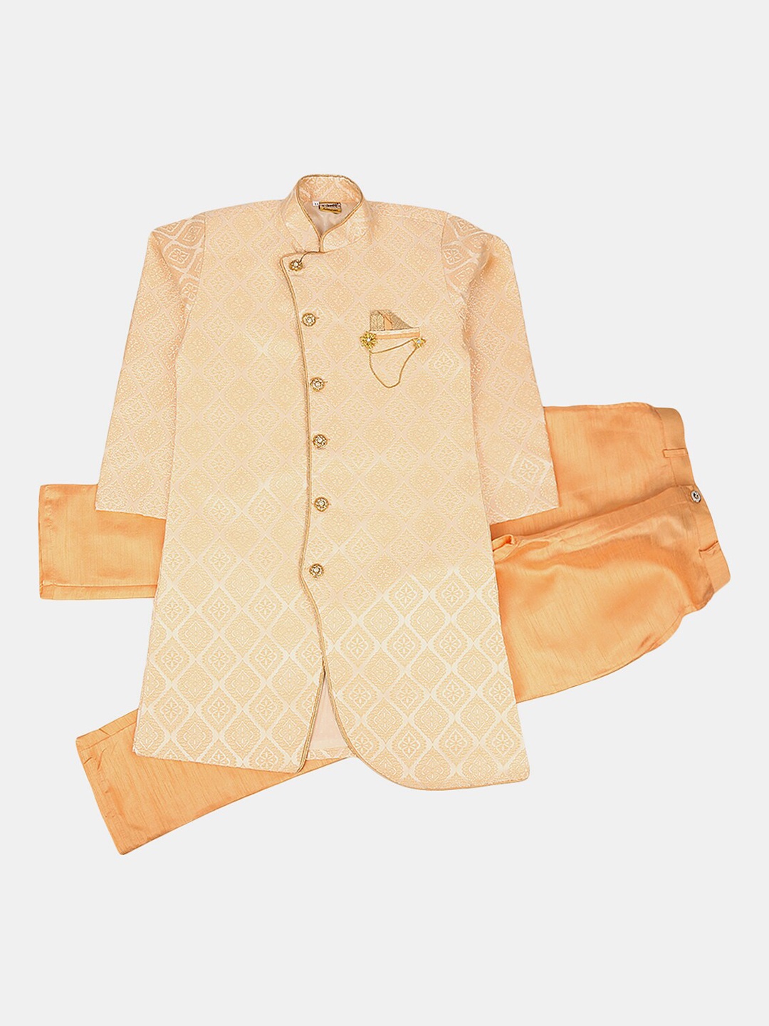 

V-Mart Boys Self Designed Cotton Sherwani Set, Yellow