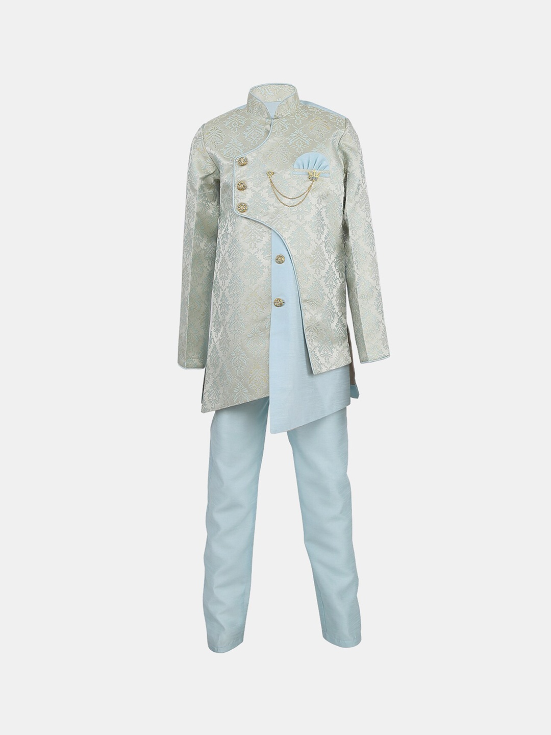 

V-Mart Boys Self Designed Cotton Sherwani Set, Blue