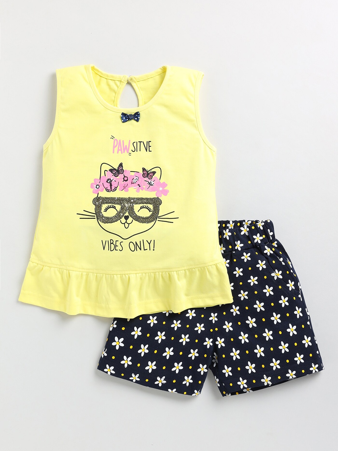 

Toonyport Girls Printed Pure Cotton Top with Shorts, Yellow
