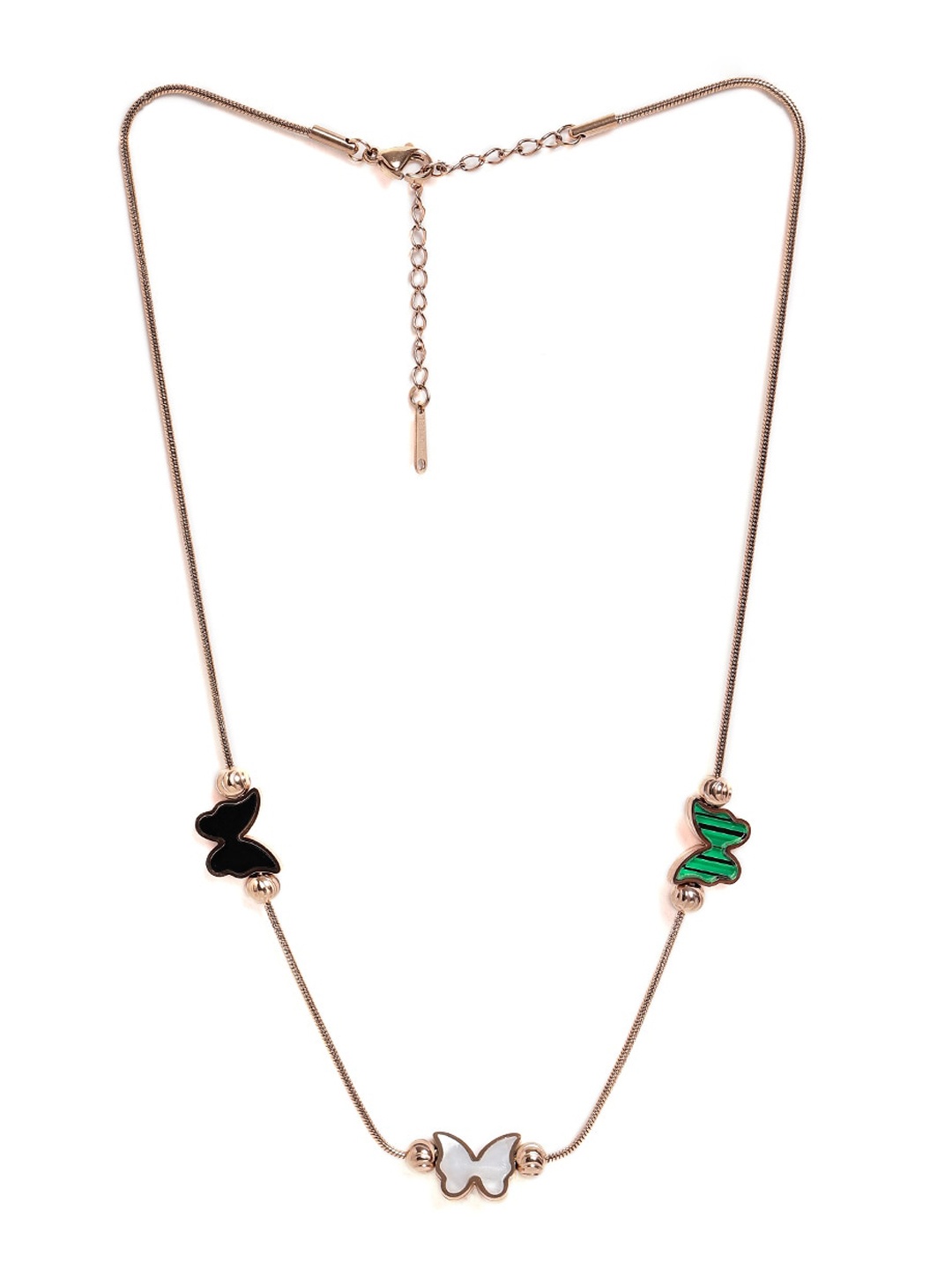 

EL REGALO Gold-Plated Enamelled Butterfly Design Necklace And Bracelet Set