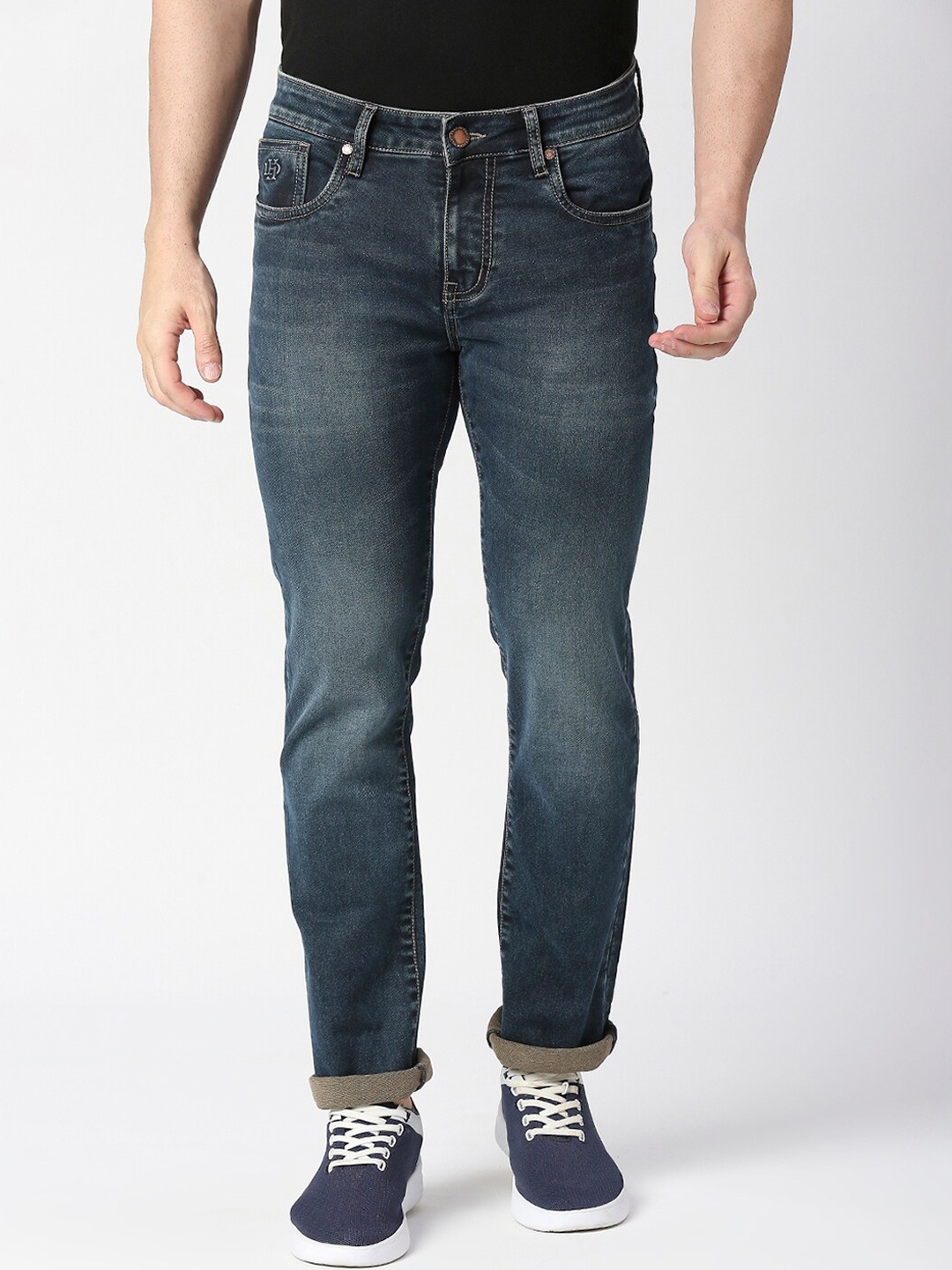 

DRAGON HILL Men Clean Look Slim Fit Low-Rise Heavy Fade Jeans, Blue