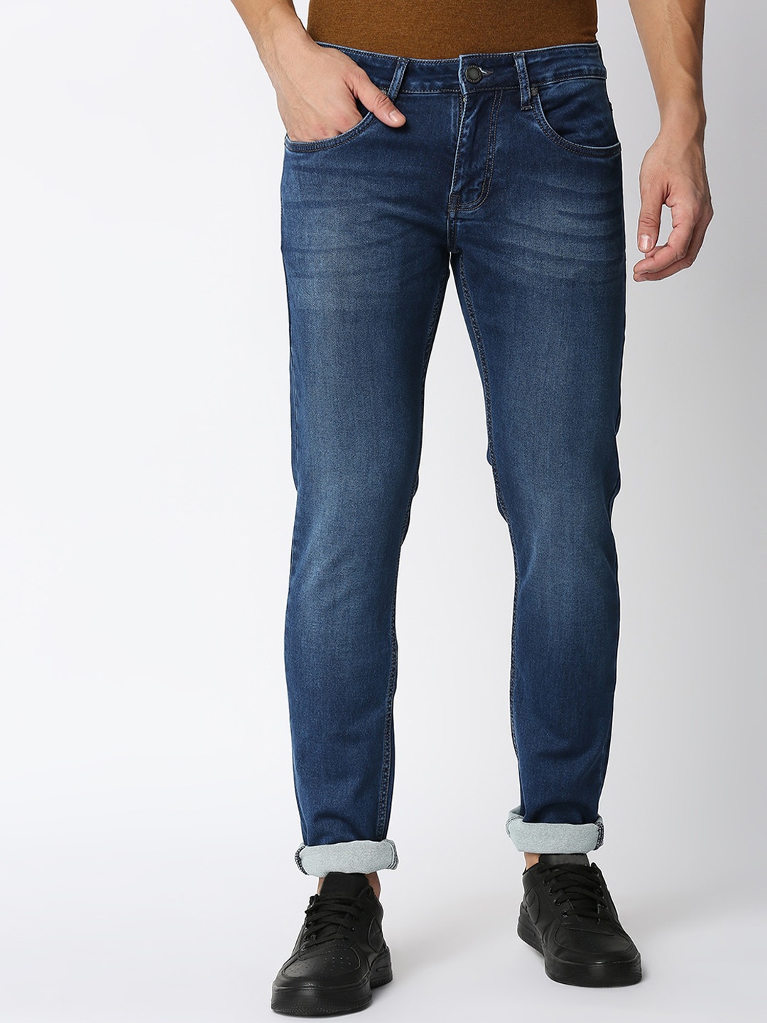 

DRAGON HILL Men Clean Look Slim Fit Low-Rise Heavy Fade Jeans, Blue