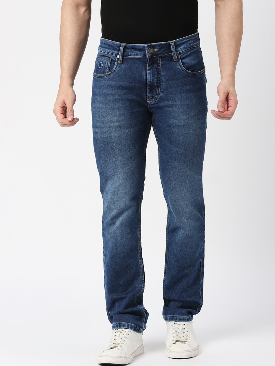 

DRAGON HILL Men Straight Fit Mid-Rise Light Fade Jeans, Blue