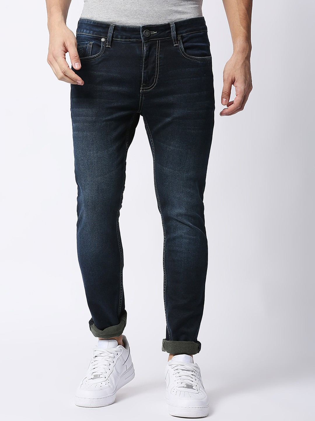 

DRAGON HILL Men Straight Fit Mid-Rise Light Fade Jeans, Blue