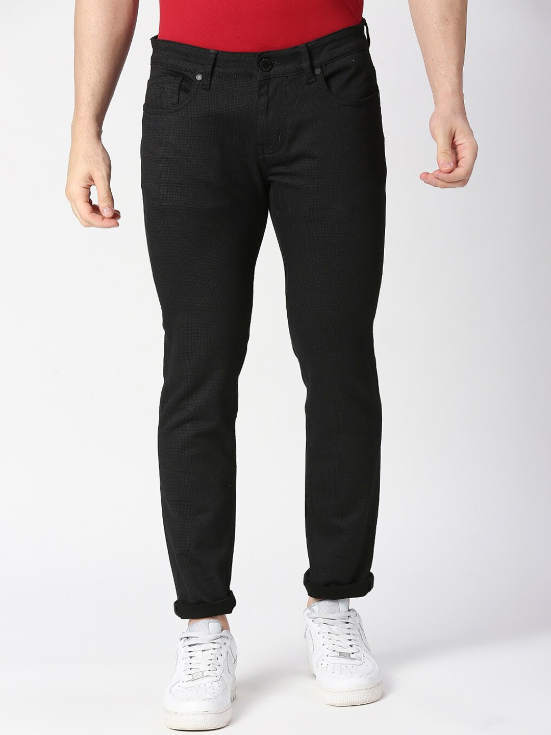 

DRAGON HILL Men Clean Look Slim Fit Low-Rise Jeans, Black