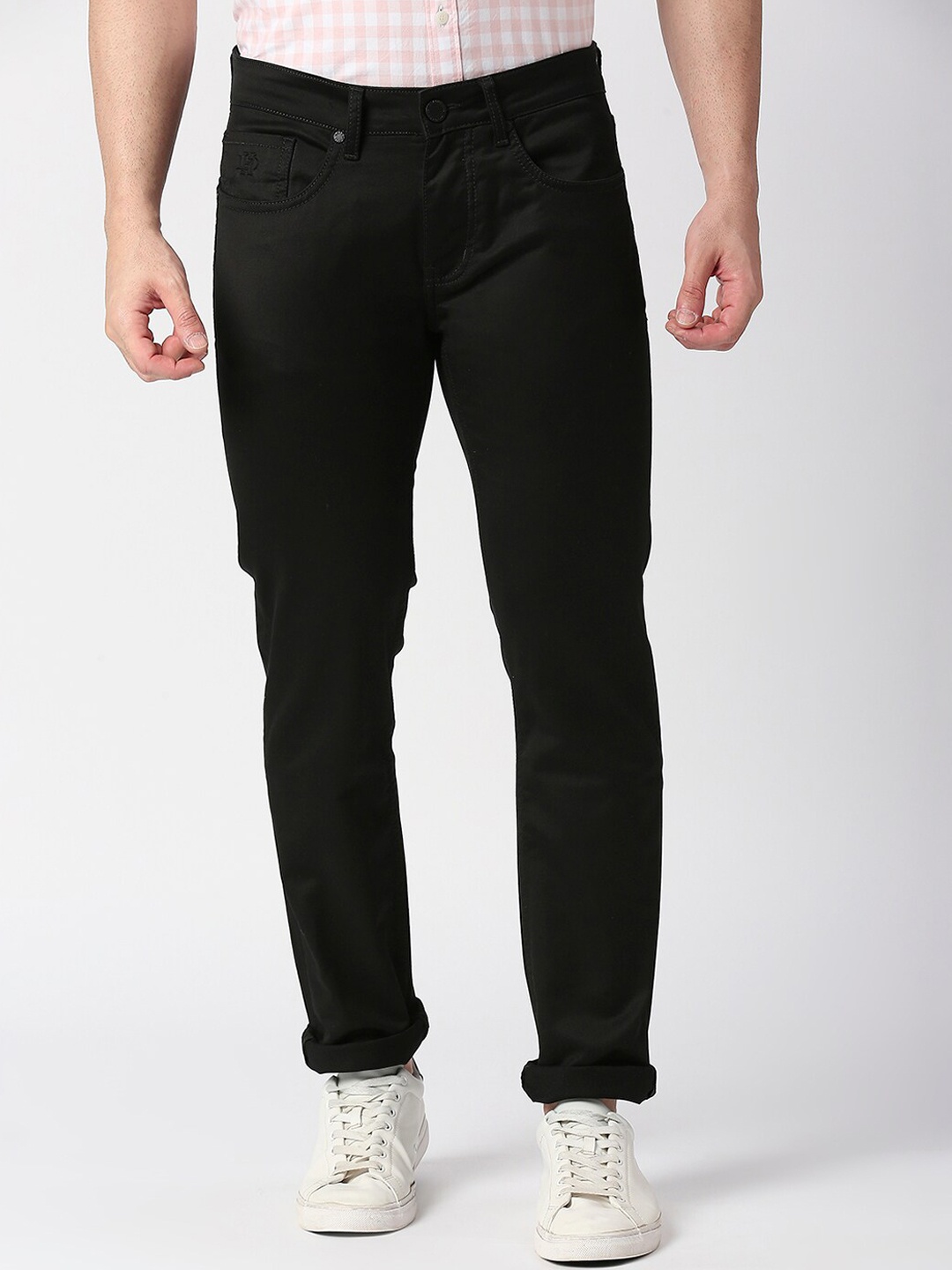 

DRAGON HILL Men Clean Look Slim Fit Low-Rise Jeans, Black