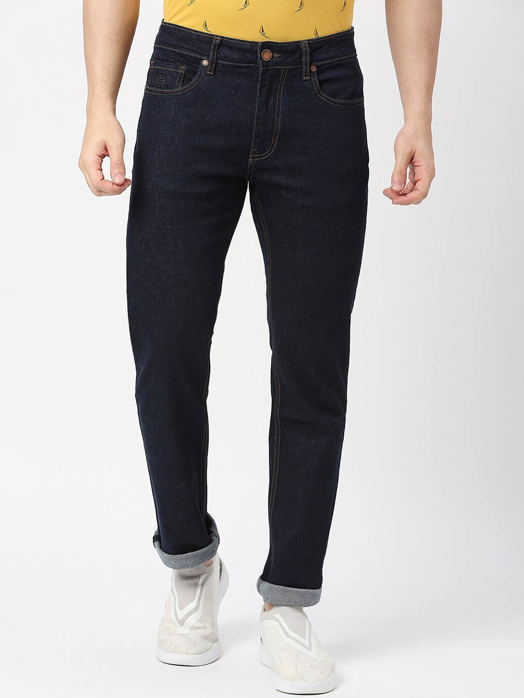 

DRAGON HILL Men Clean Look Straight Fit Low-Rise Jeans, Blue