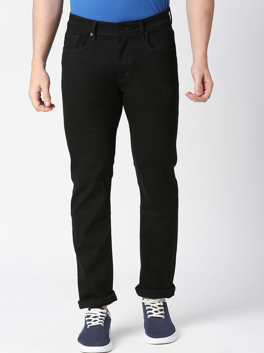 

DRAGON HILL Men Straight Fit Cotton Low-Rise Jeans, Black