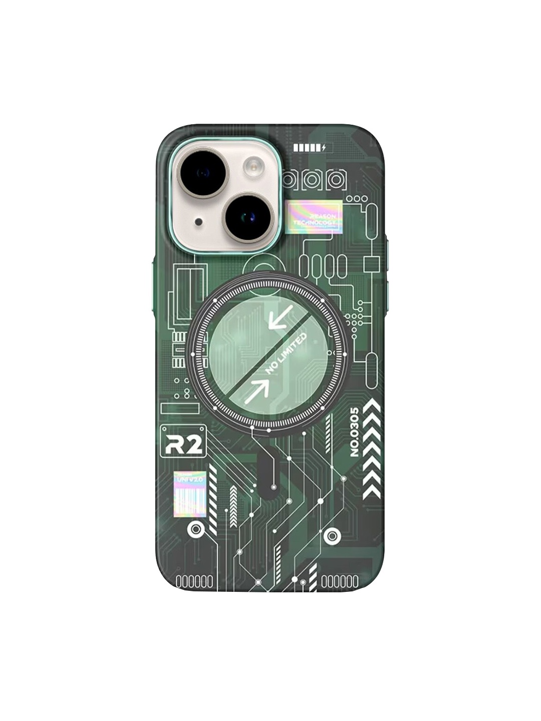 

TREEMODA Technology Radium Magsafe Futuristic Design iPhone 14 Back Case, Green