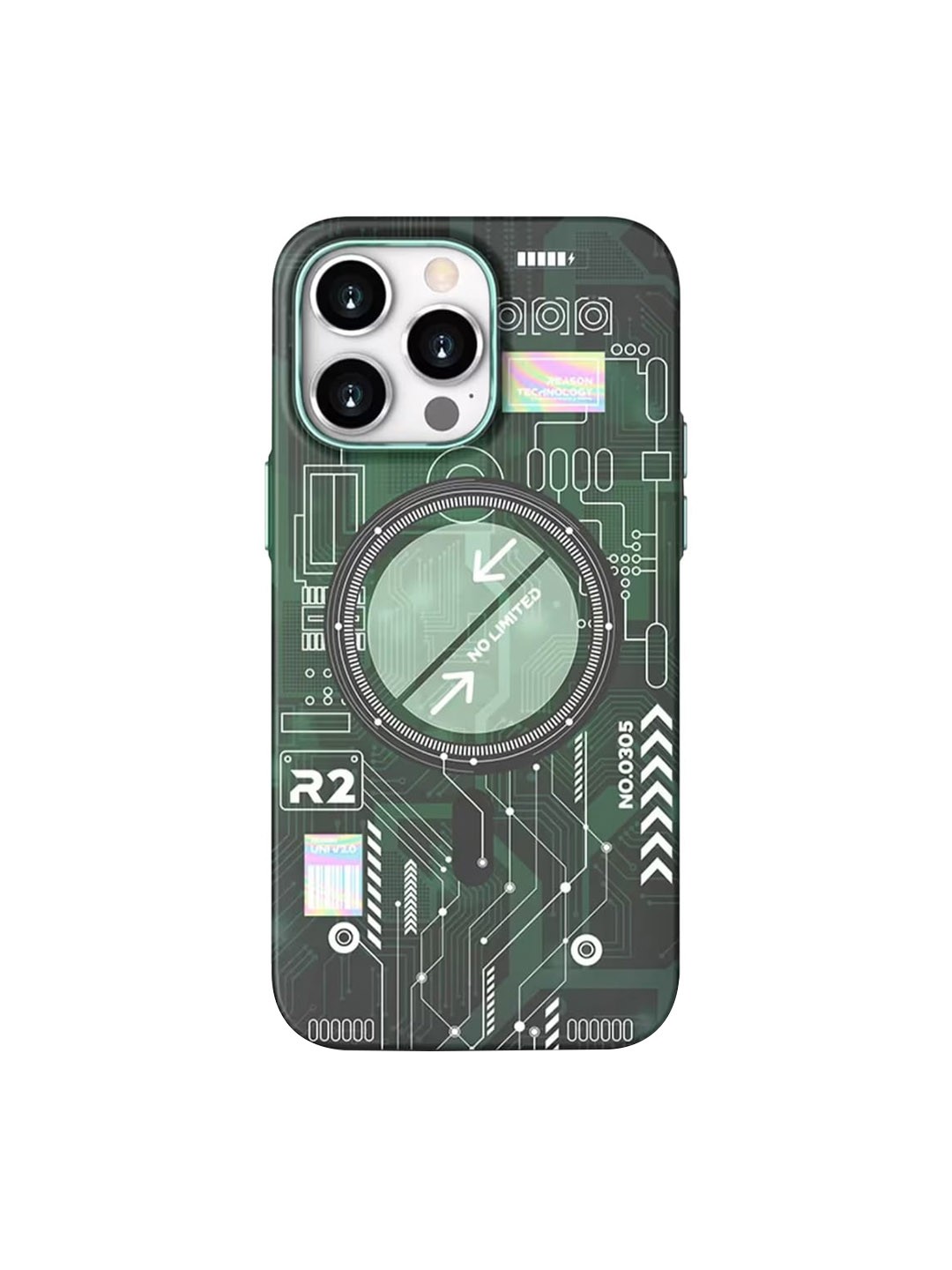 TREEMODA Technology Radium Magsafe Futuristic Design iPhone 14 Pro Back Case, Green