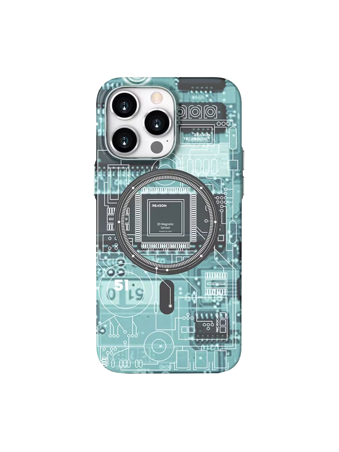 

TREEMODA Technology Radium Magsafe Futuristic Design iPhone 14 Pro Back Case, Blue