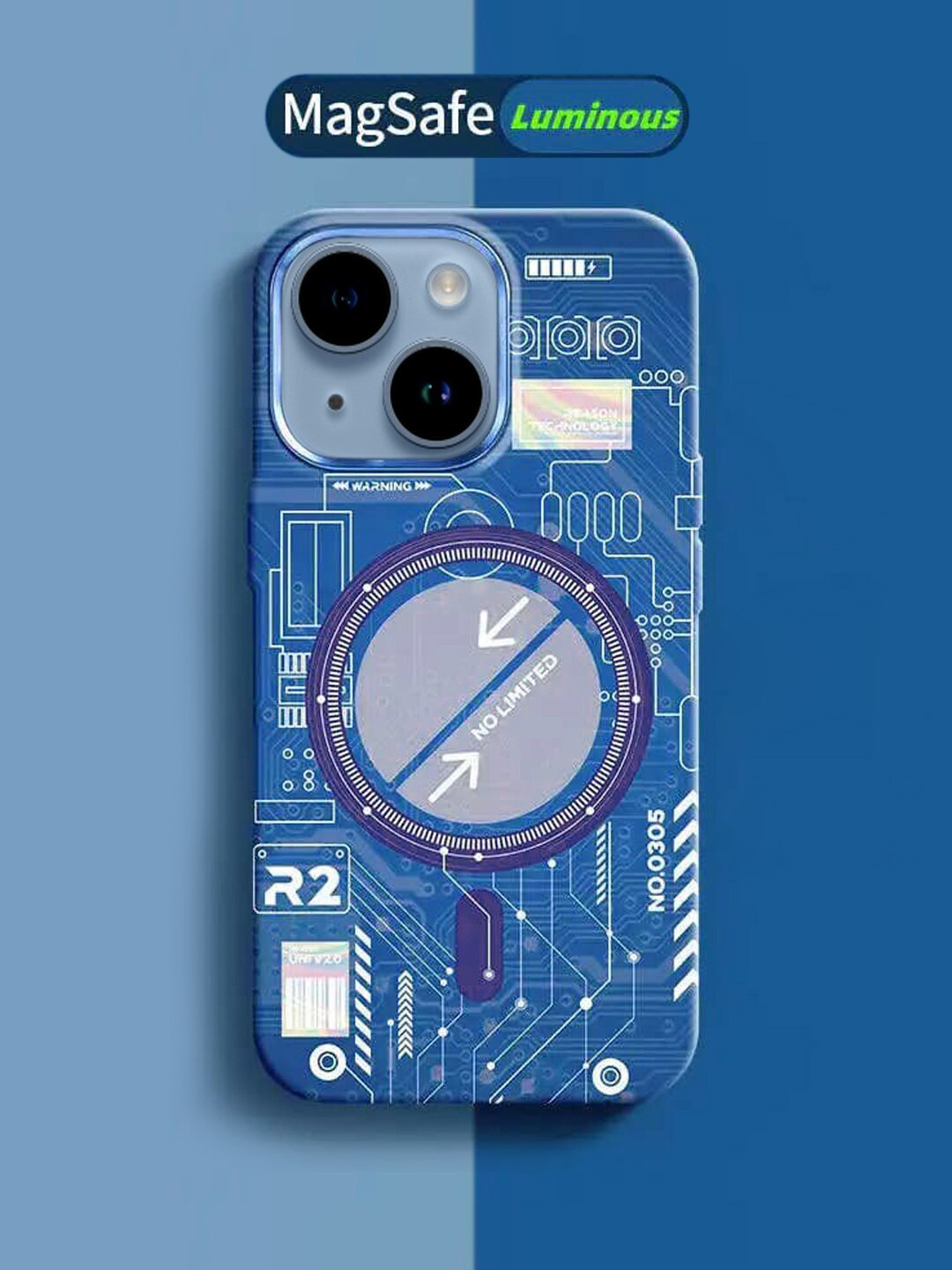 

TREEMODATechnology Futuristic Design iPhone 14 Back Case, Blue