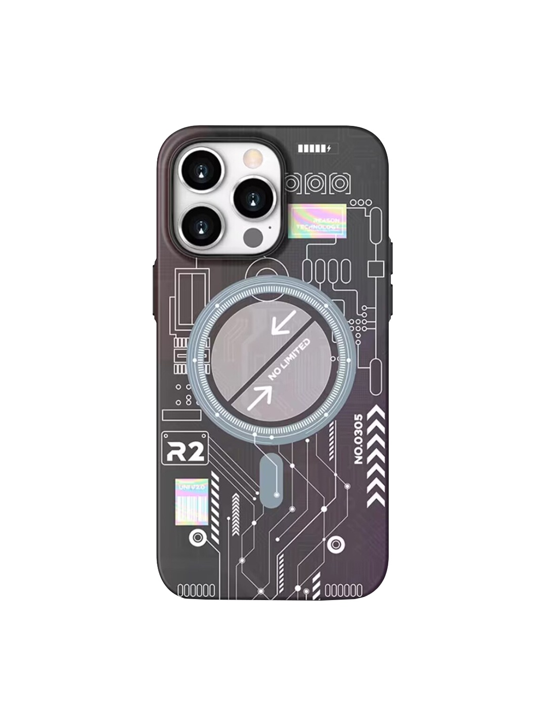 

TREEMODA Technology Futuristic Design iPhone 14 Pro Back Case, Grey