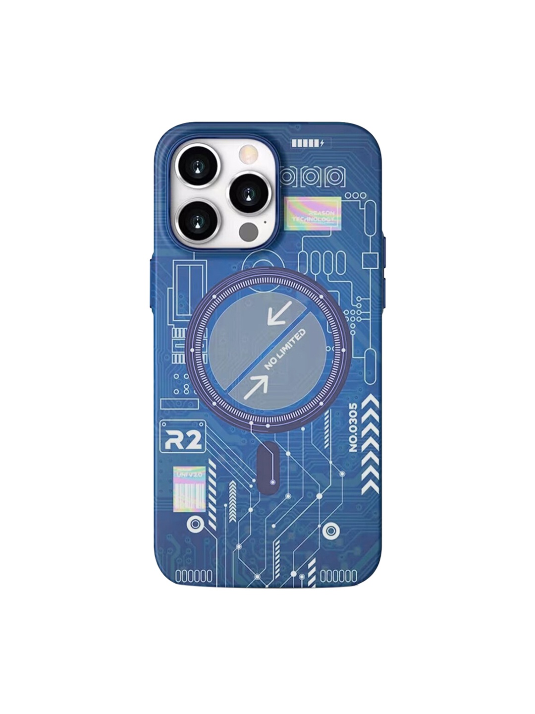 

TREEMODA Technology Futuristic Design iPhone 14 Pro Max Back Case, Blue