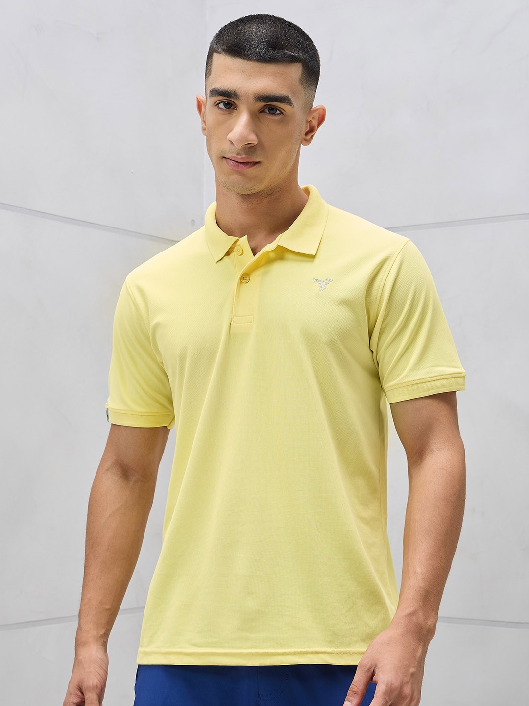 

Technosport Polo Collar Antimicrobial Training or Gym Slim Fit T-shirt, Yellow