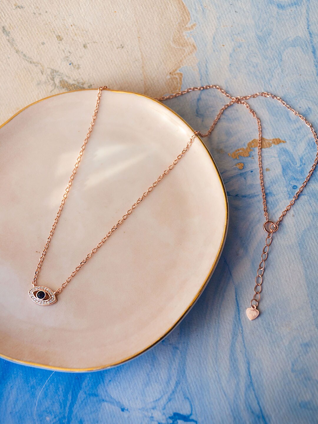 

MANNASH Rose Gold-Plated Sterling Silver Cubic Zirconia-Studded Pendant Chain