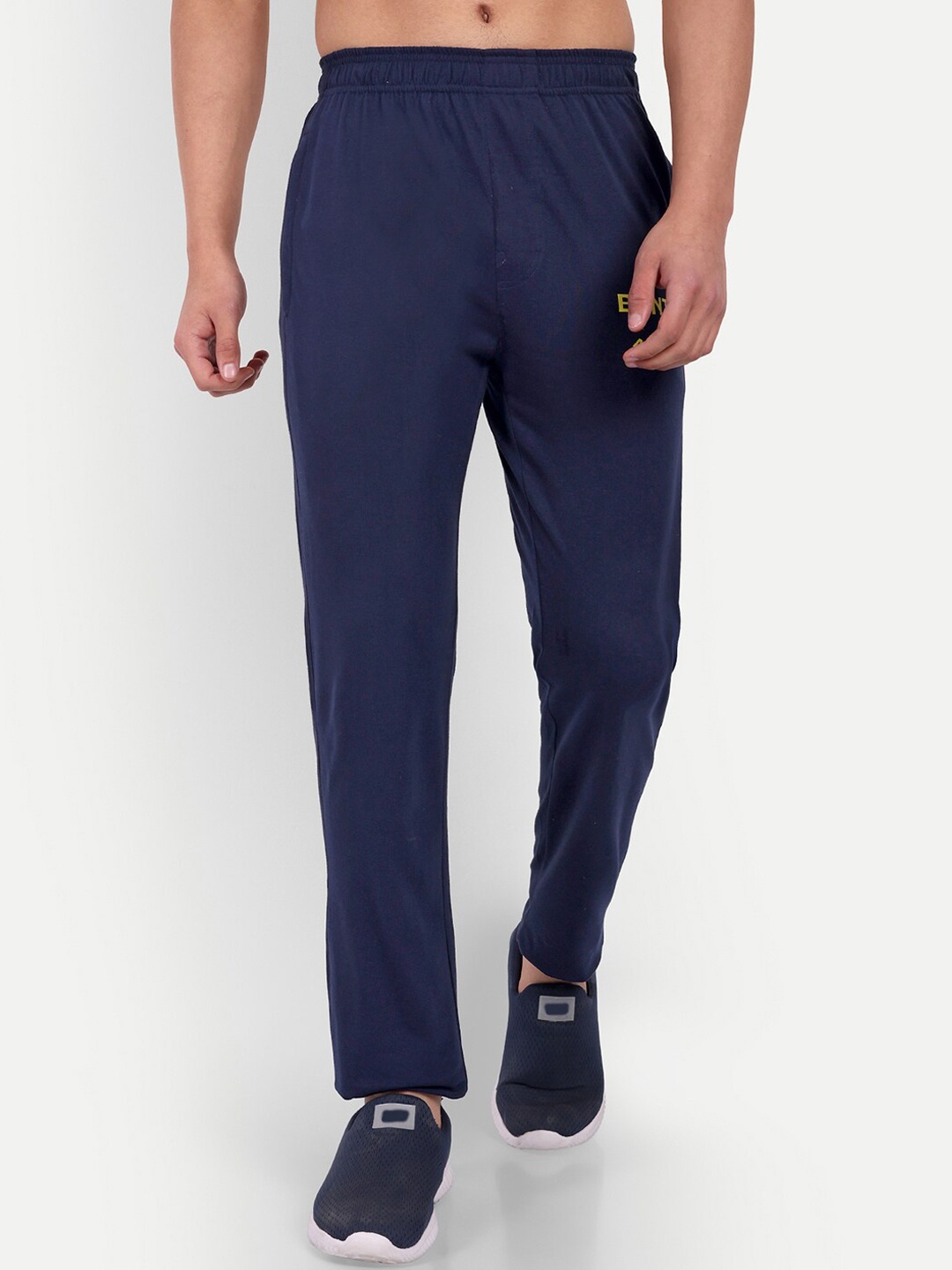 

THE BONTE Men Mid-Rise Cotton Sports Track Pants, Navy blue