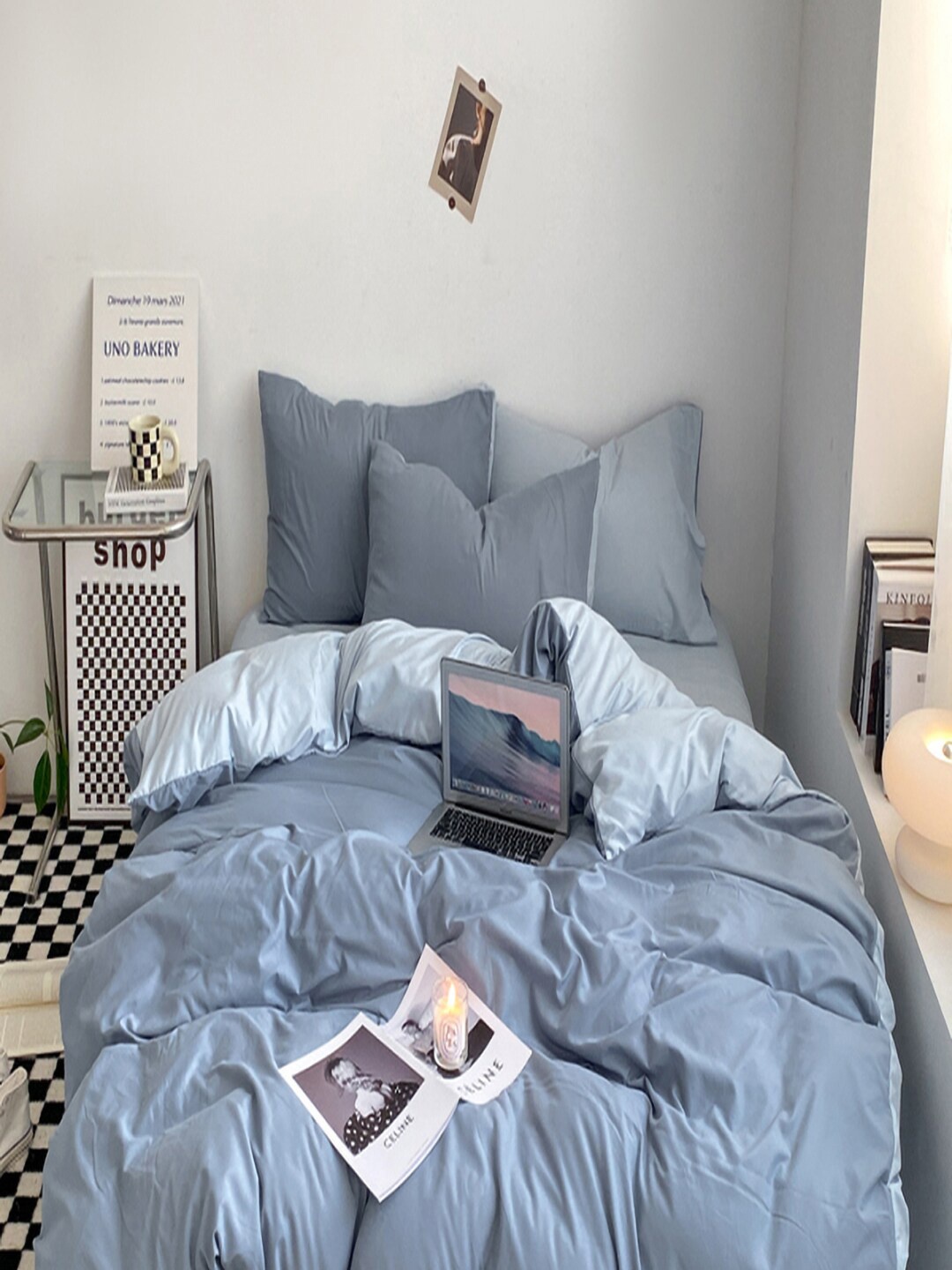 

JC HOME Blue Single Bedding Set