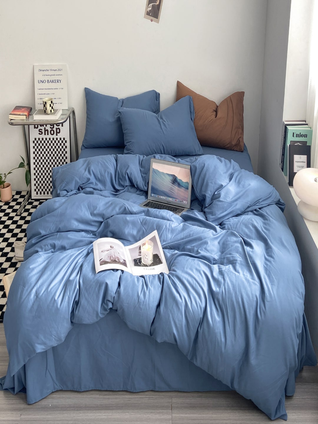 

JC HOME Blue Double King Bedding Set
