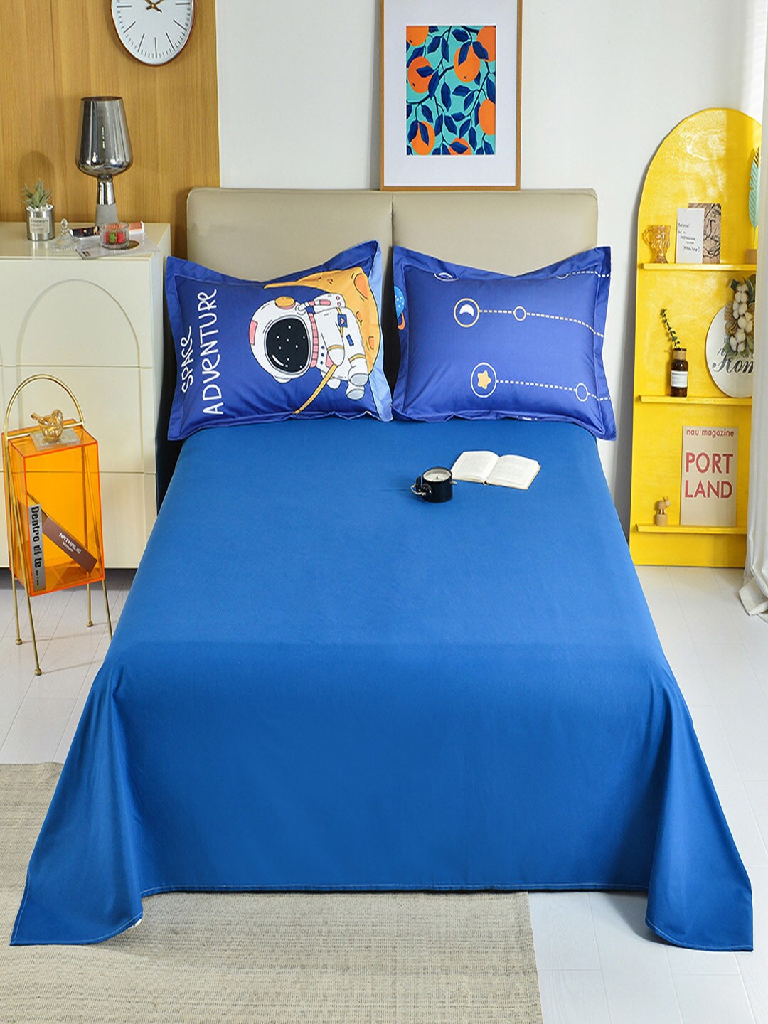 

JC Collection Blue & White 4 Pieces Printed Single Bedding Set