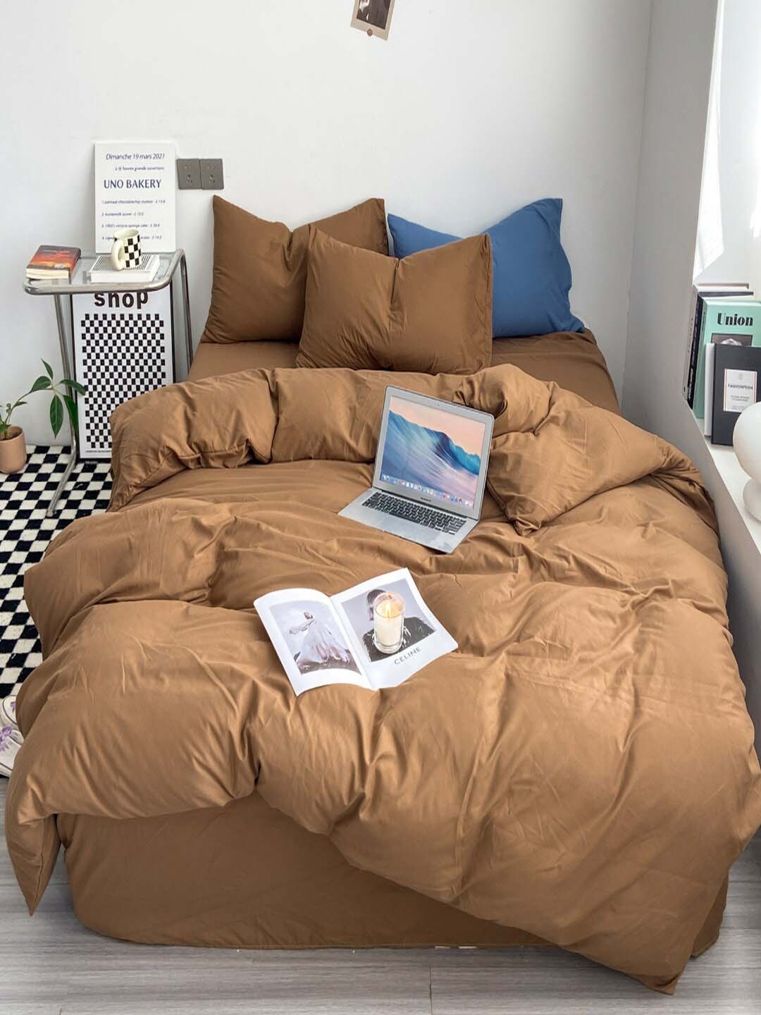 

JC HOME Coffee Brown Double Queen Bedding Set