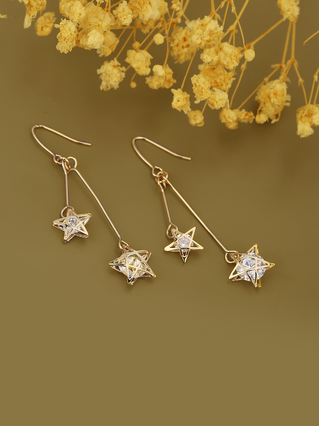 

Carlton London Gold-Toned Star Shaped Drop Earrings