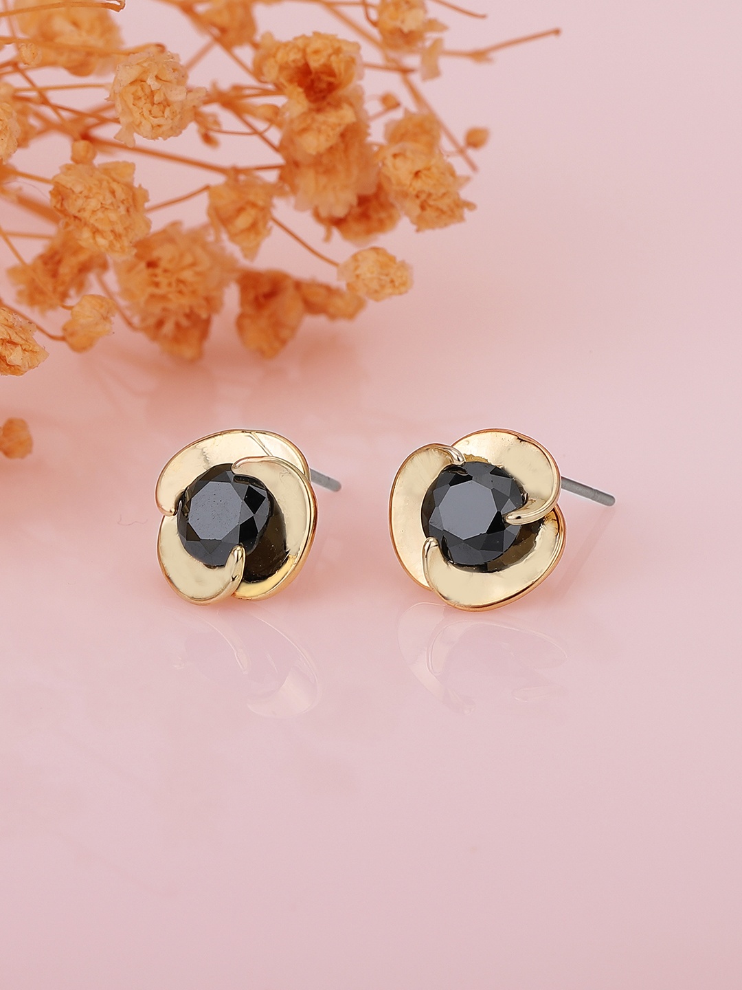 

Carlton London Gold-Toned & Black Contemporary Studs Earrings