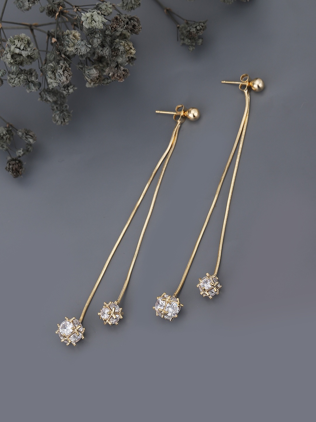 

Carlton London Gold-Toned Contemporary Drop Earrings