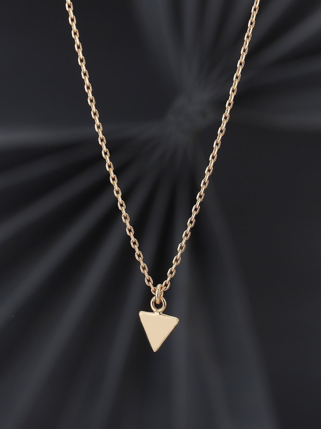 

Carlton London Women Gold Plated Triangular Shaped Pendant with Chain