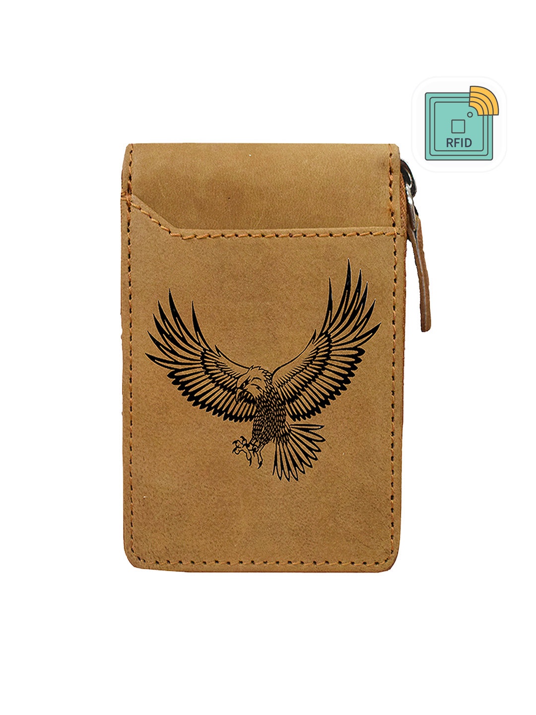 

ABYS Printed Leather Zip Around Wallet, Tan