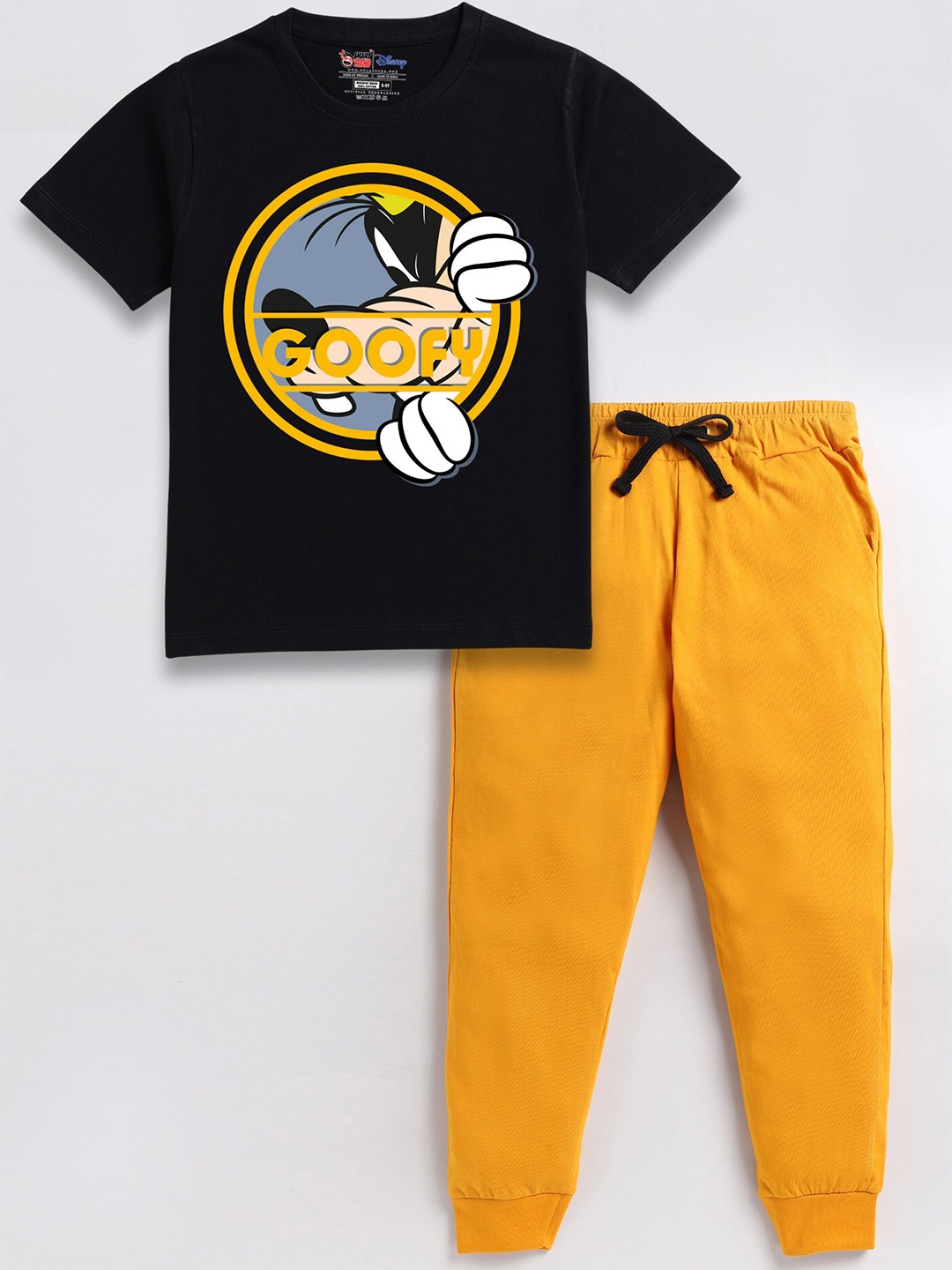 

SmartRAHO Boys Goofy Printed Pure Cotton T-shirt with Trousers, Black