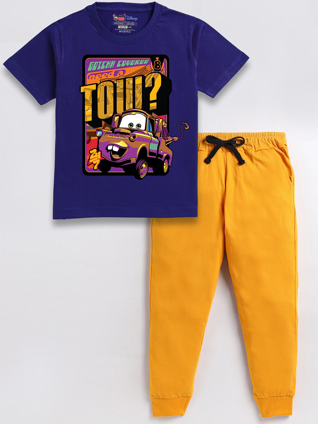 

SmartRAHO Boys Cars Printed Pure Cotton T-shirt with Trousers, Blue