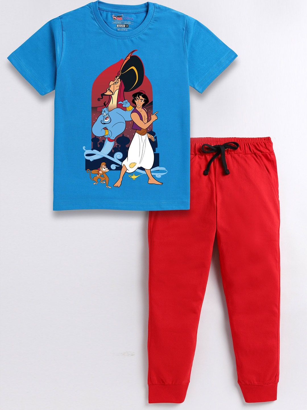 

SmartRAHO Boys Aladdin Printed Pure Cotton T-shirt with Trousers, Blue