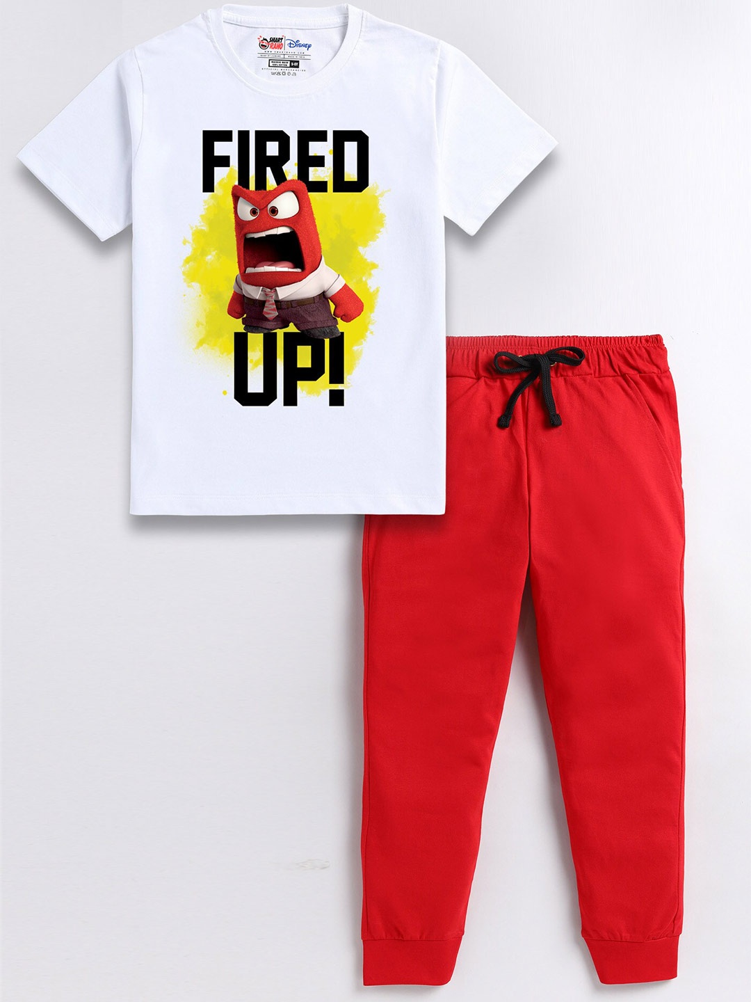 

SmartRAHO Boys Disney Printed Pure Cotton T-shirt with Trousers, White