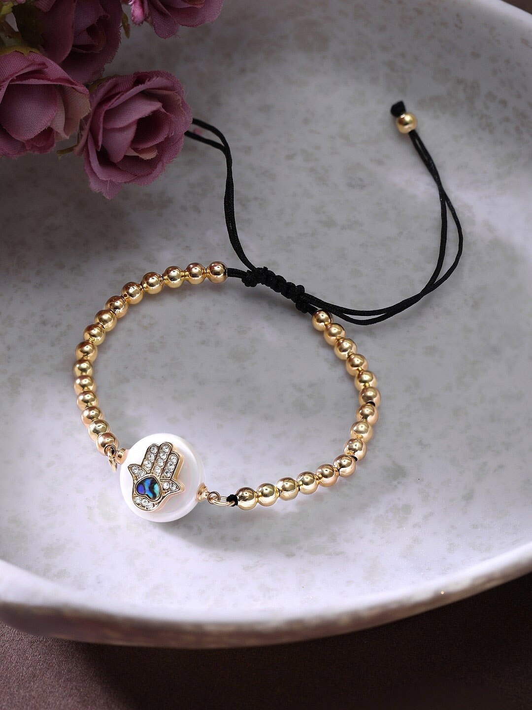 

Rubans Voguish Gold-Plated Evil Eye Charm Bracelet