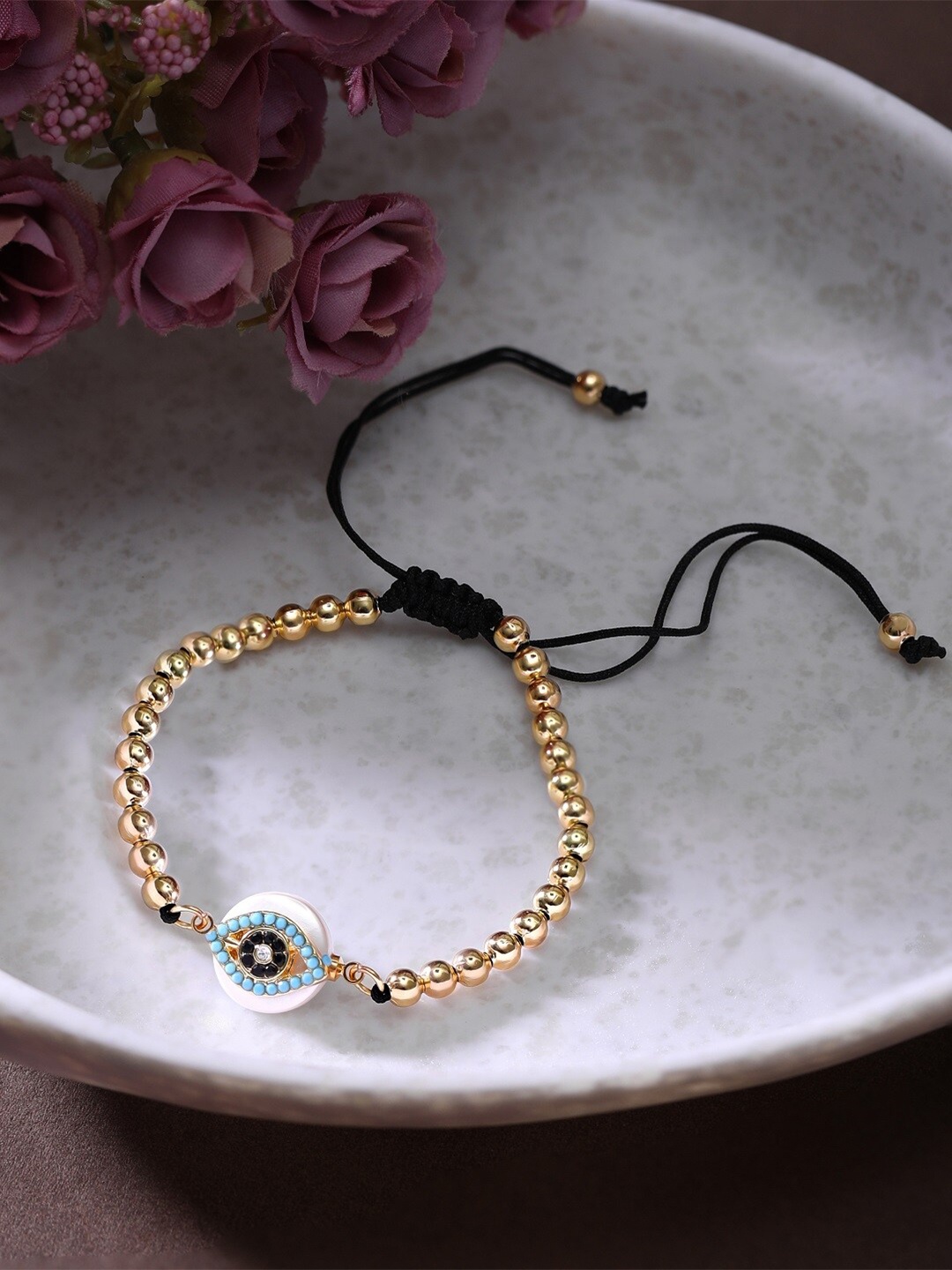 

Rubans Voguish Gold-Plated Evil Eye Charm Bracelet