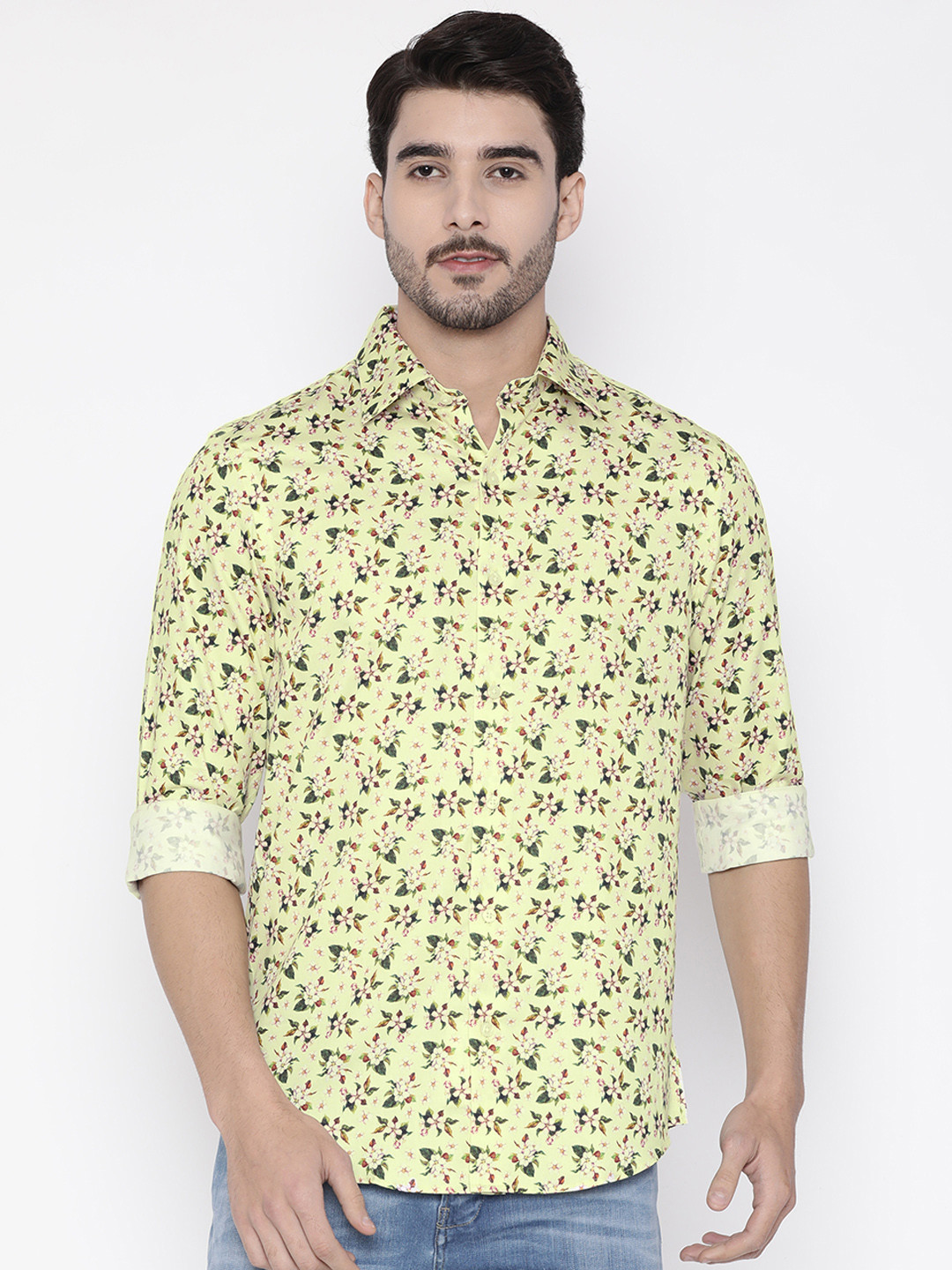 

Arrow Men Yellow Slim Fit Printed Casual Shirt